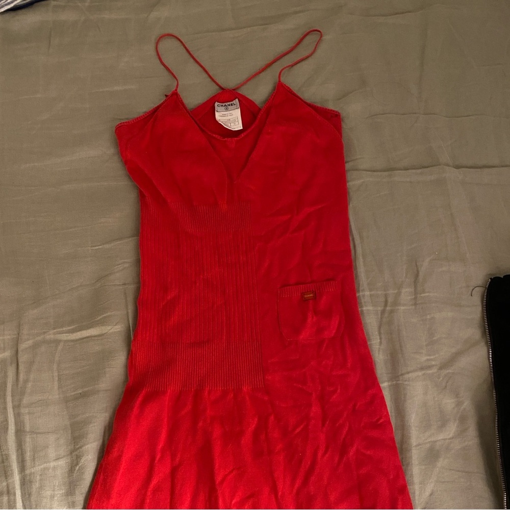 Mini red Chanel dress with pockets #redhot #minidress